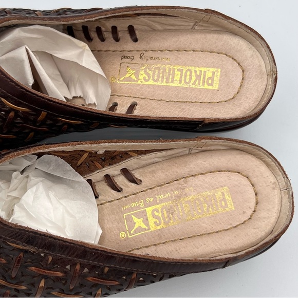 Pikolinos Brown & Carmel‎ Woven Leather Uppers, Mules, 7 New Without Box - Picture 5 of 13